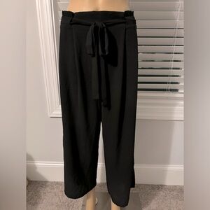 Pretty Adrianna Papell size L black crop belted wide leg pants NWOT